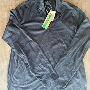 Men's Tailor Vintage Black Long Sleeve Quarter Zip Shirt - NWT